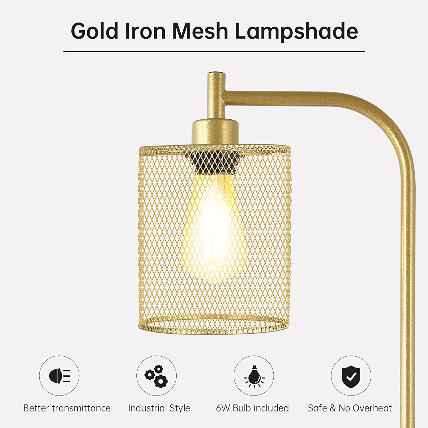 Gouden Vloerlamp met Industriële Stijl