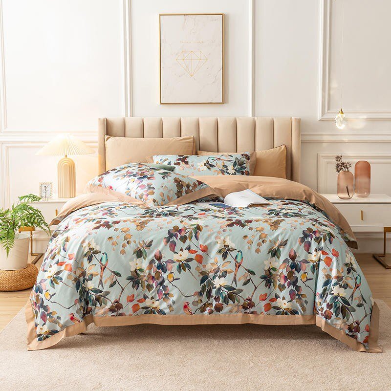 Watercolor Bloom Duvet Cover Set - Egyptisch Katoen