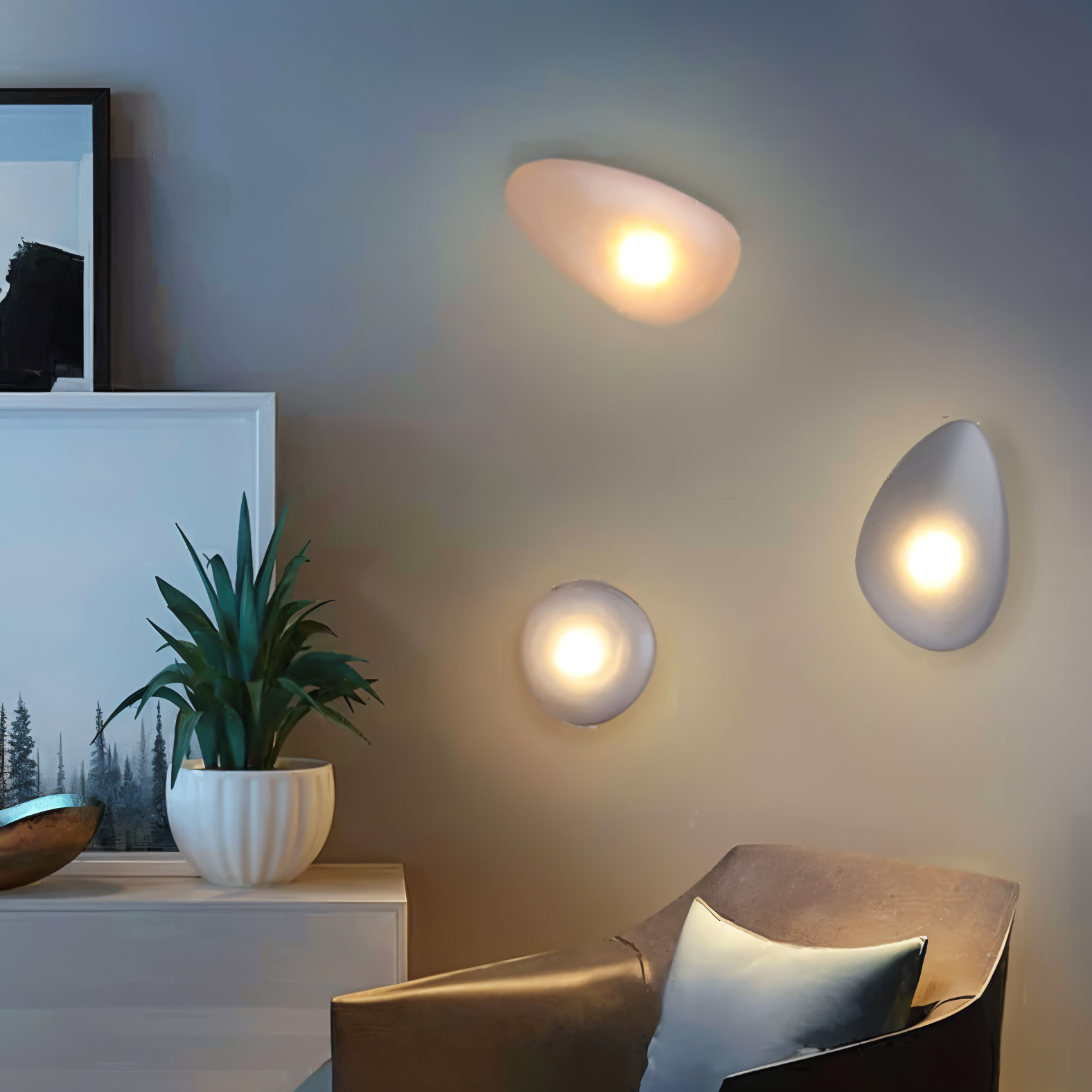 PebbleHue Wandlamp - LED Wandlamp van Glas in Noordse Stijl