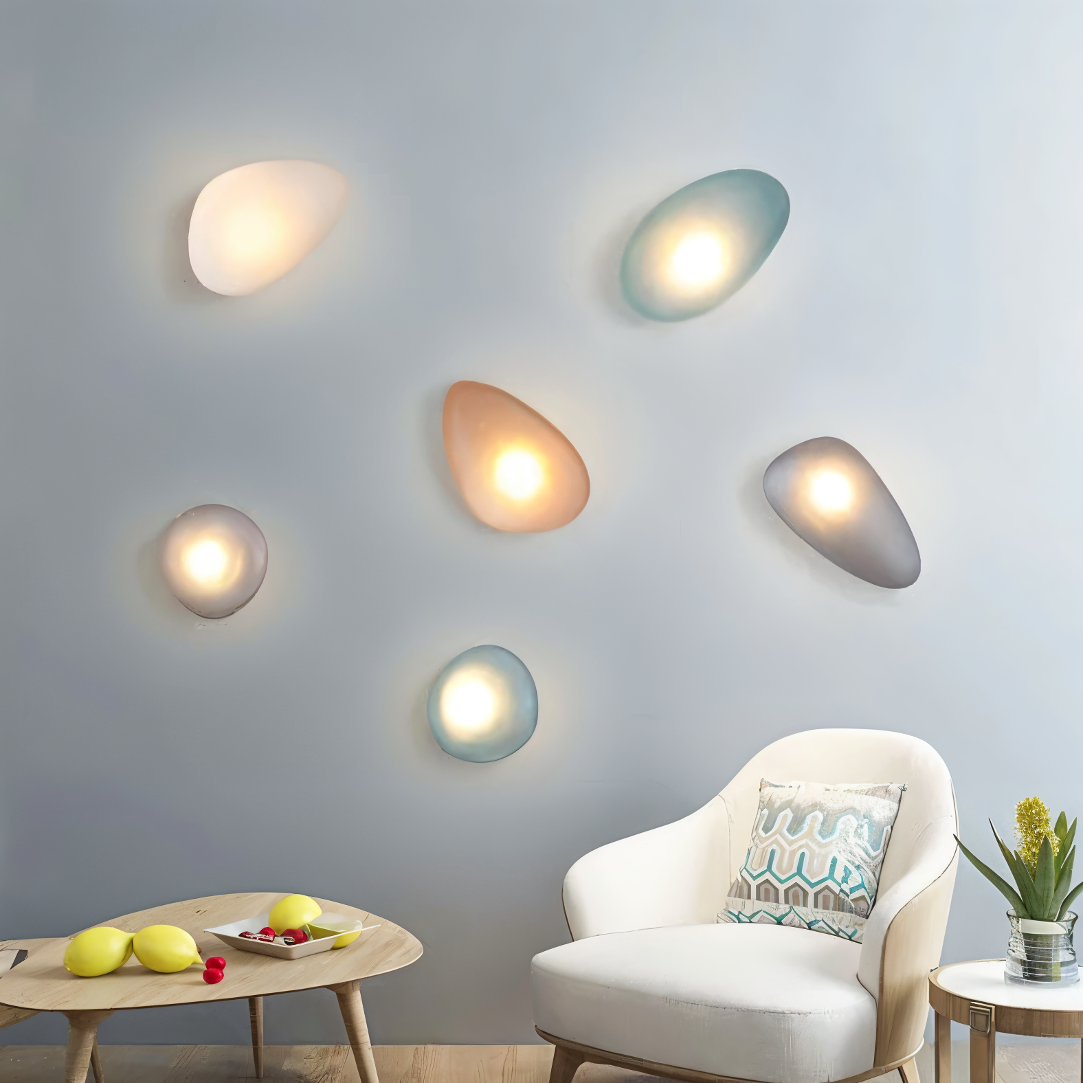 PebbleHue Wandlamp - LED Wandlamp van Glas in Noordse Stijl