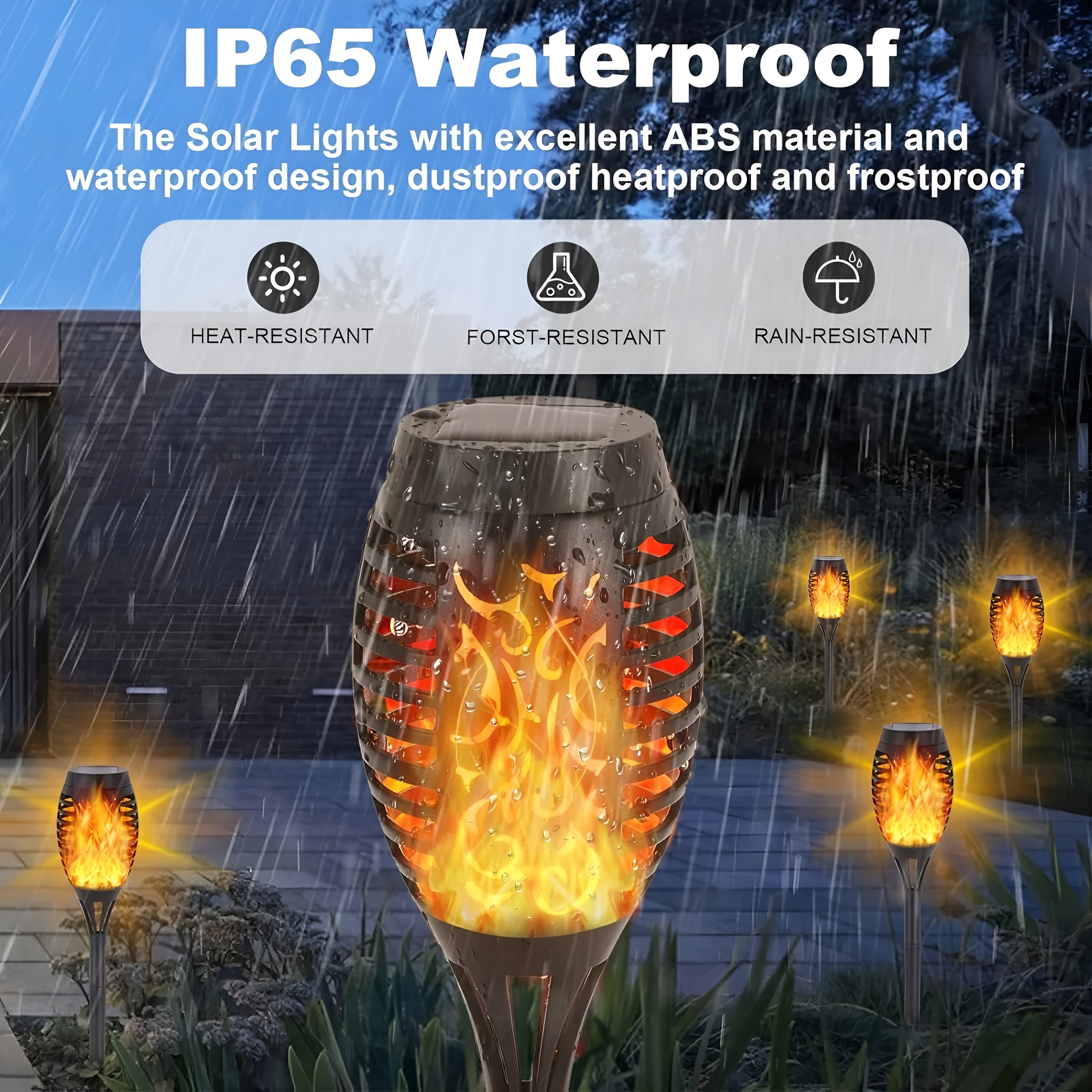 TorchLit - IP65 Waterdichte Solar Buitenverlichting met Flikkerende Vlam