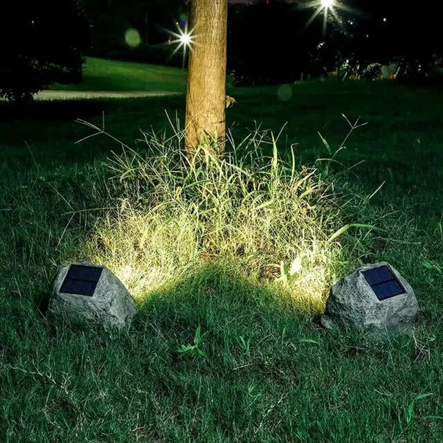 SolarRock - Solar Tuinlamp in Steenlook – Weerbestendige LED Buitenverlichting met Zonnepaneel