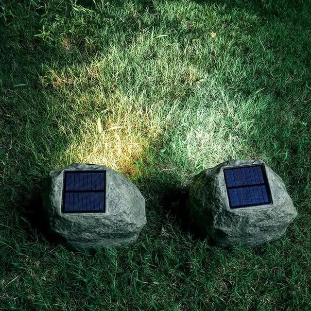 SolarRock - Solar Tuinlamp in Steenlook – Weerbestendige LED Buitenverlichting met Zonnepaneel