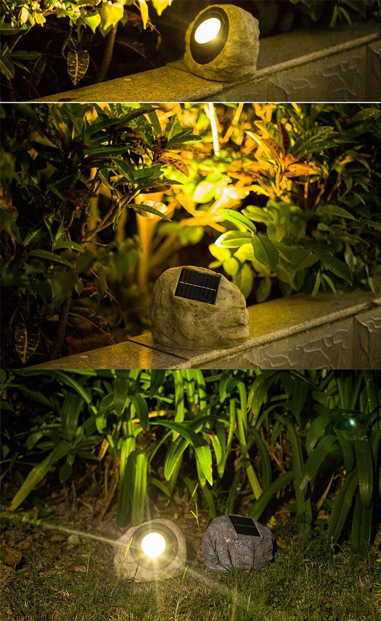 SolarRock - Solar Tuinlamp in Steenlook – Weerbestendige LED Buitenverlichting met Zonnepaneel