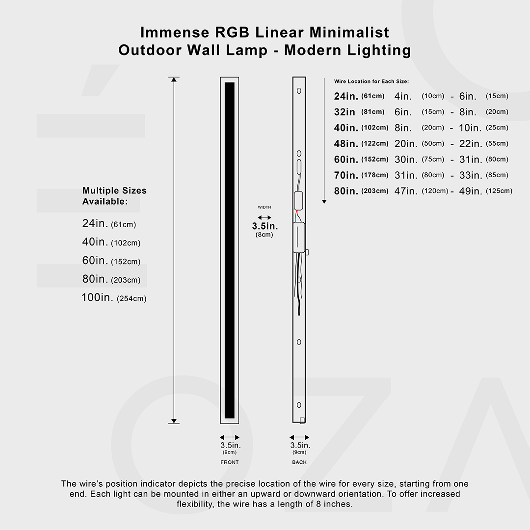 Groots RGB Lineaire Minimalistische Buitenmuurlamp