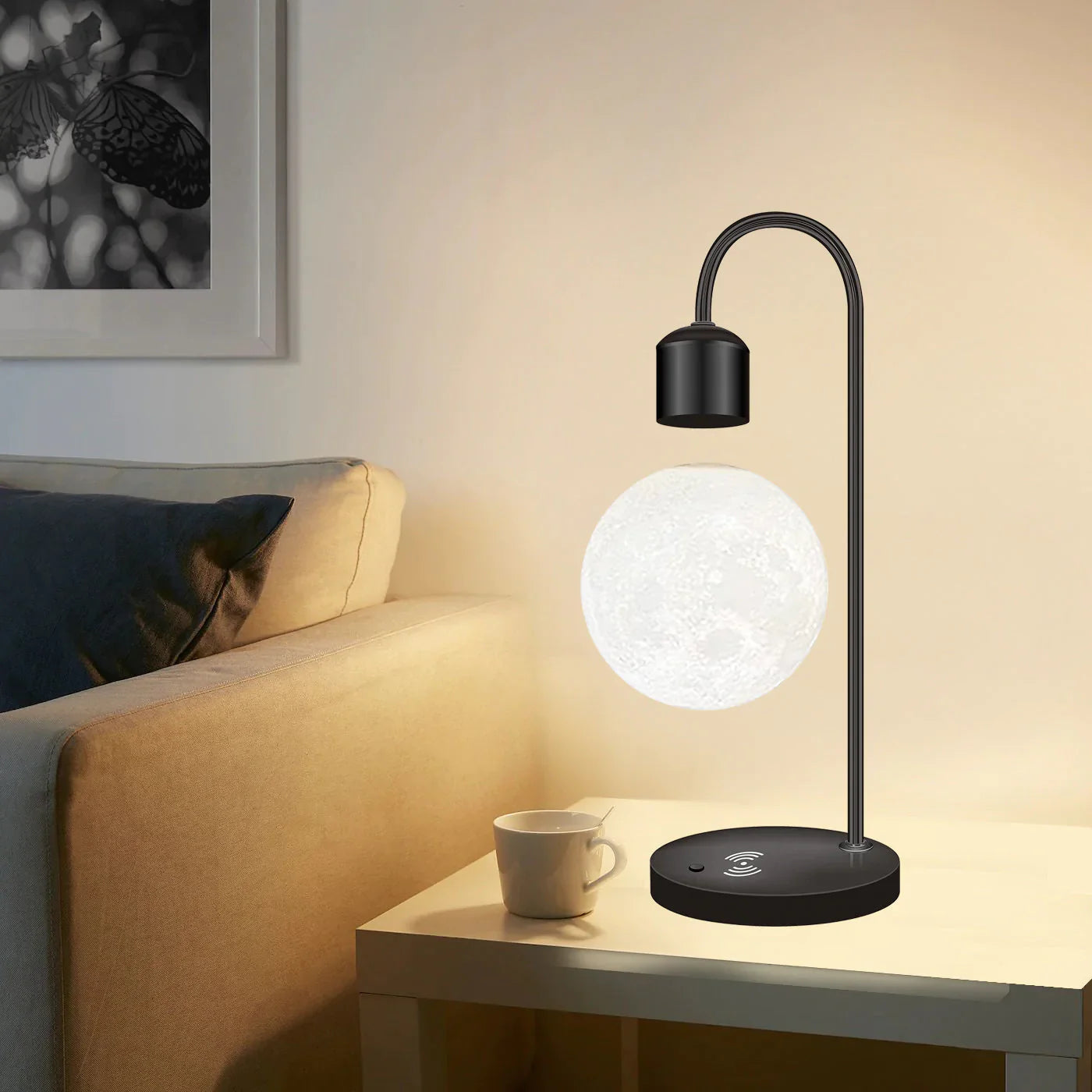 Zwevende Maanlamp met Draadloze Telefoonoplader