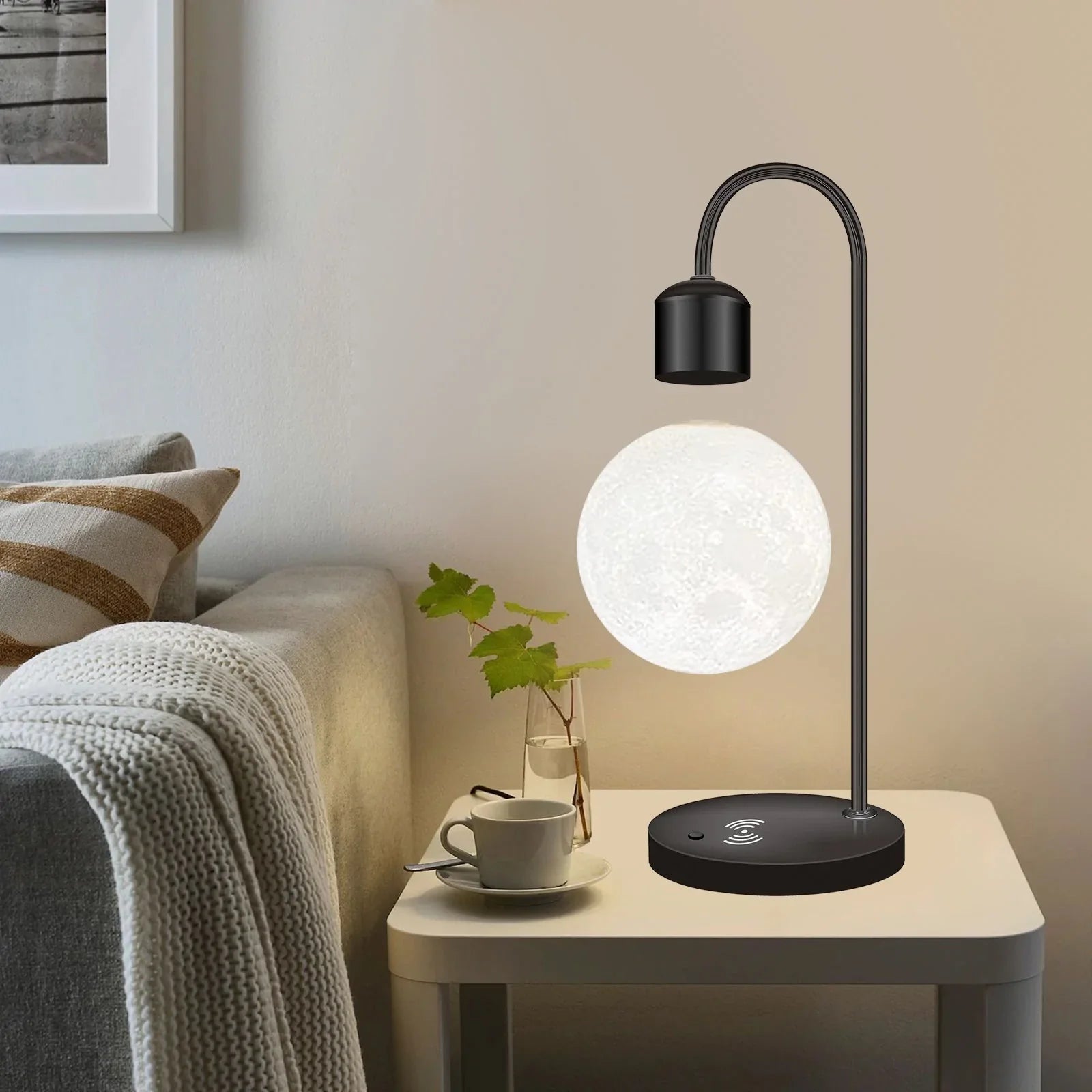 Zwevende Maanlamp met Draadloze Telefoonoplader