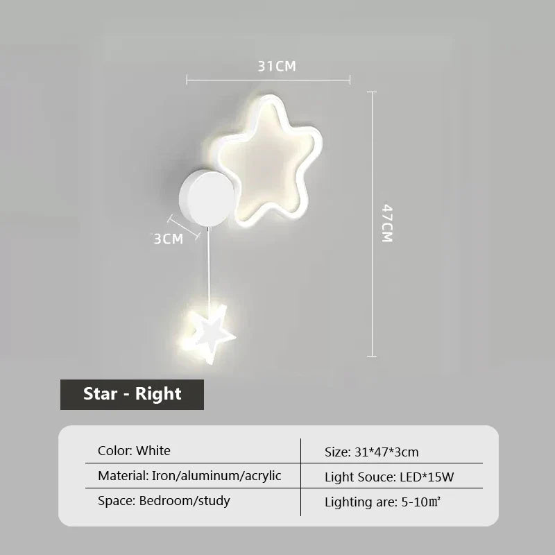 Sterrenlicht - Wolken en Maan Wandlamp