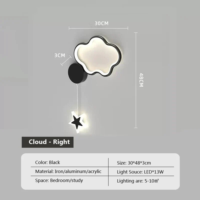 LumiDroom - Wolken Ster Maan LED-Wandlamp