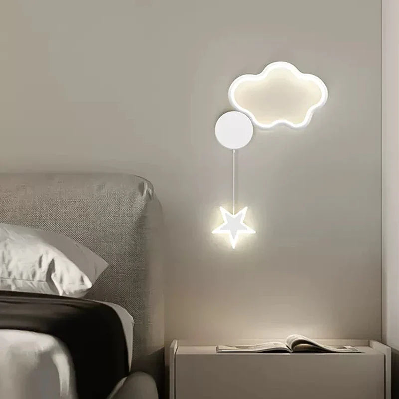 Sterrenlicht - Wolken en Maan Wandlamp