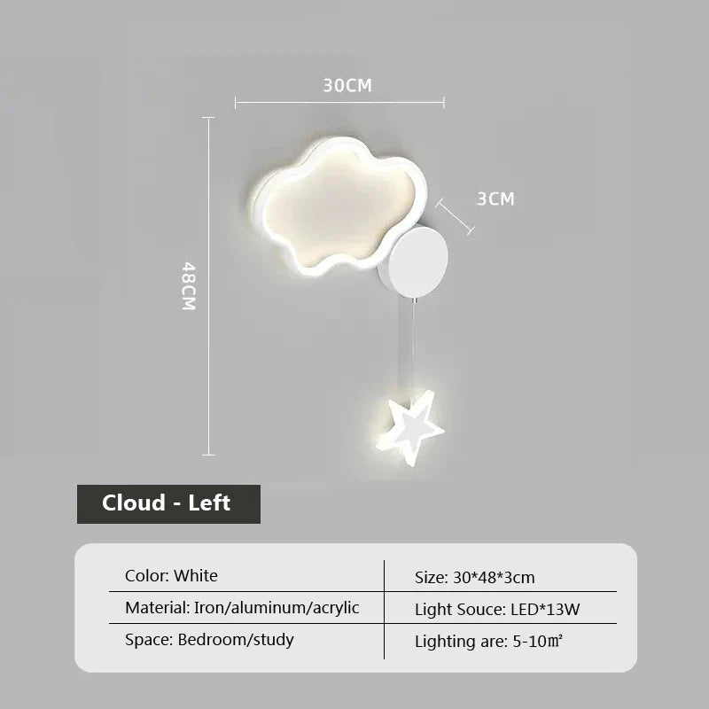 Sterrenlicht - Wolken en Maan Wandlamp