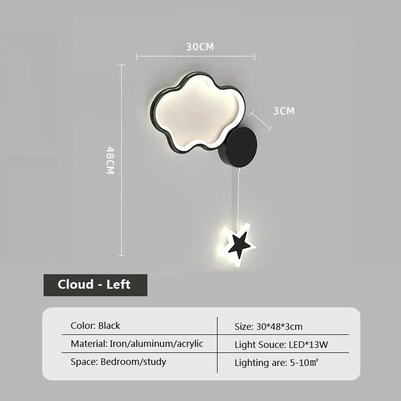 LumiDroom - Wolken Ster Maan LED-Wandlamp