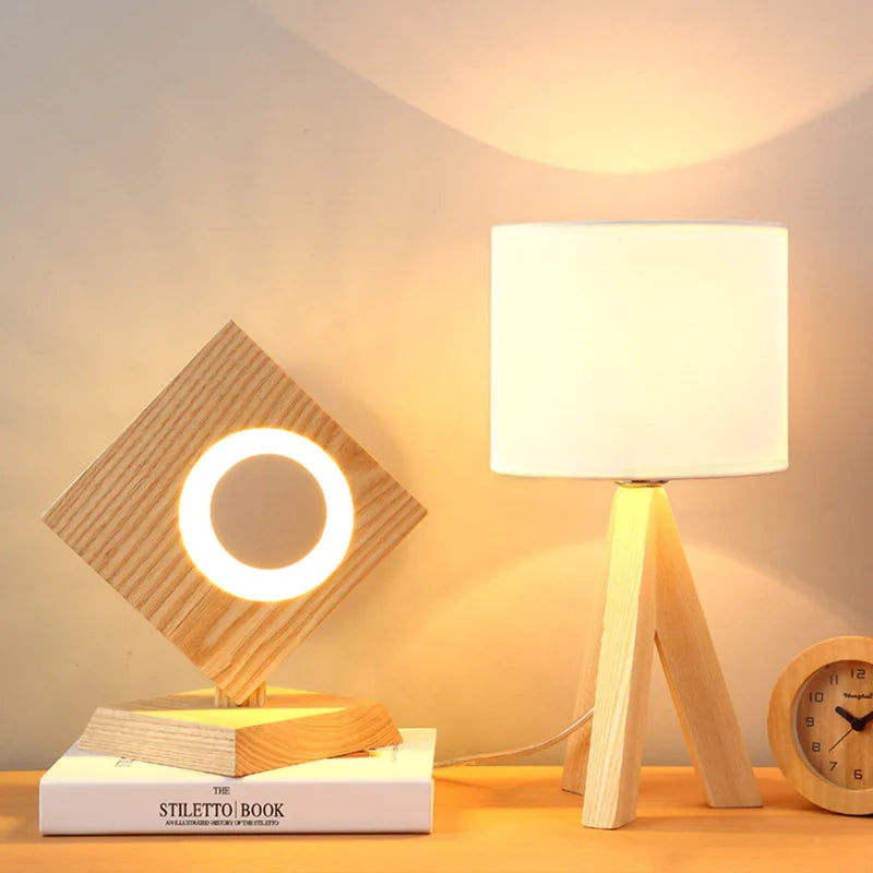 EcoLight - Houten Tafellamp met Modern Design