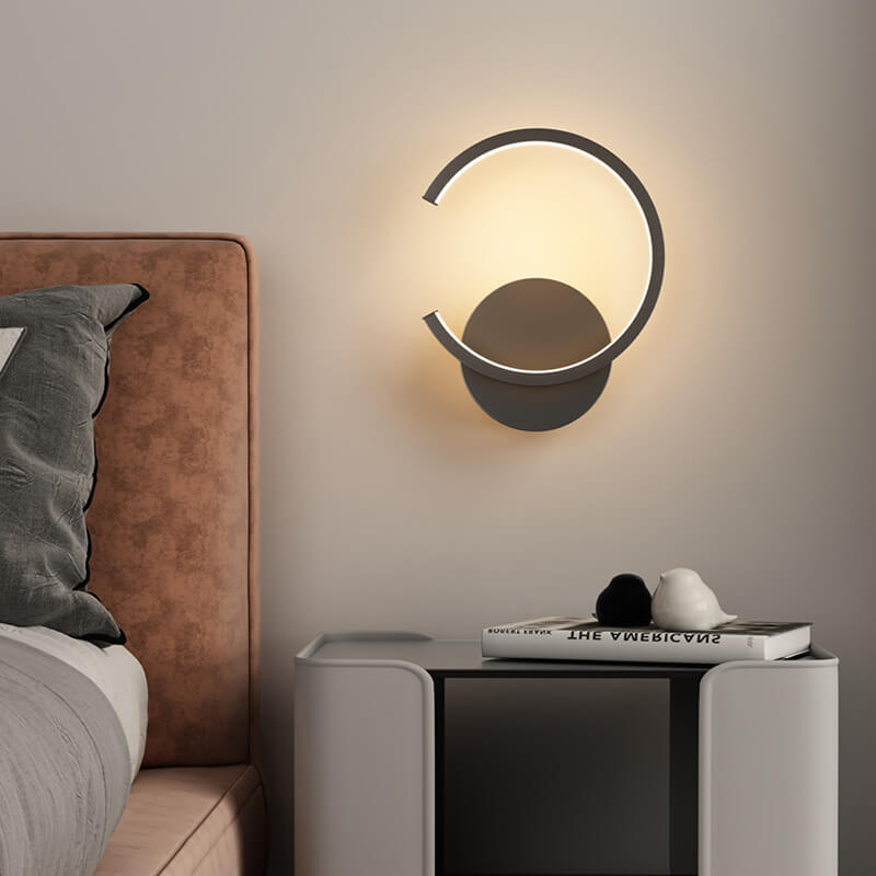 Minimalistische ronde LED-wandlamp met arm, 1 licht