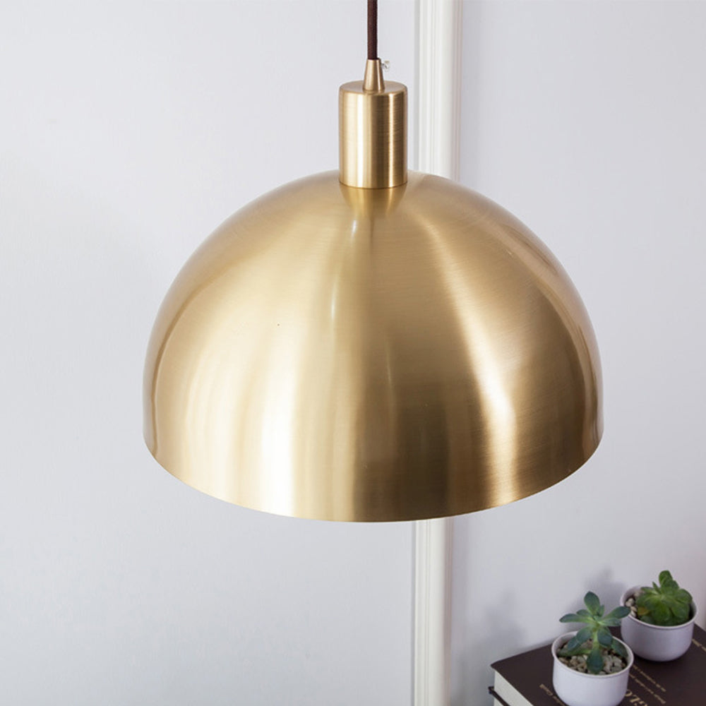 Mid-Century Moderne Messing Koepel Hanglamp