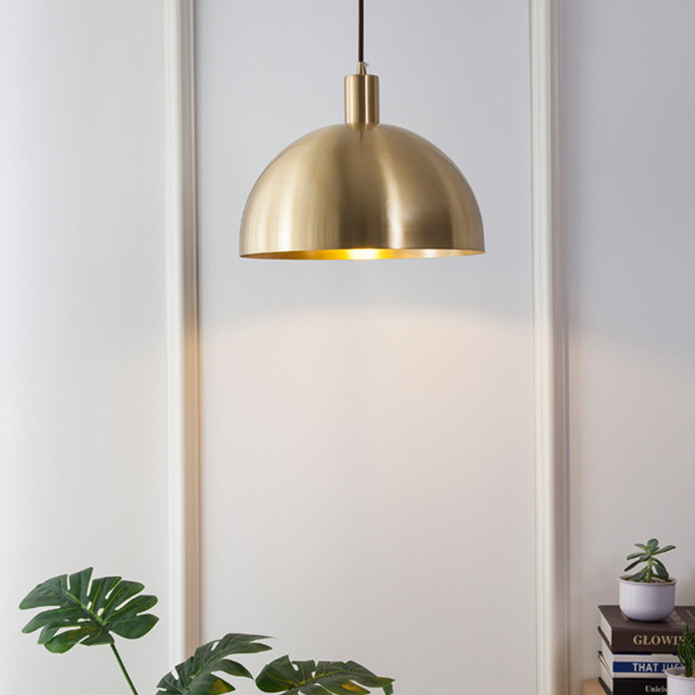 Mid-Century Moderne Messing Koepel Hanglamp