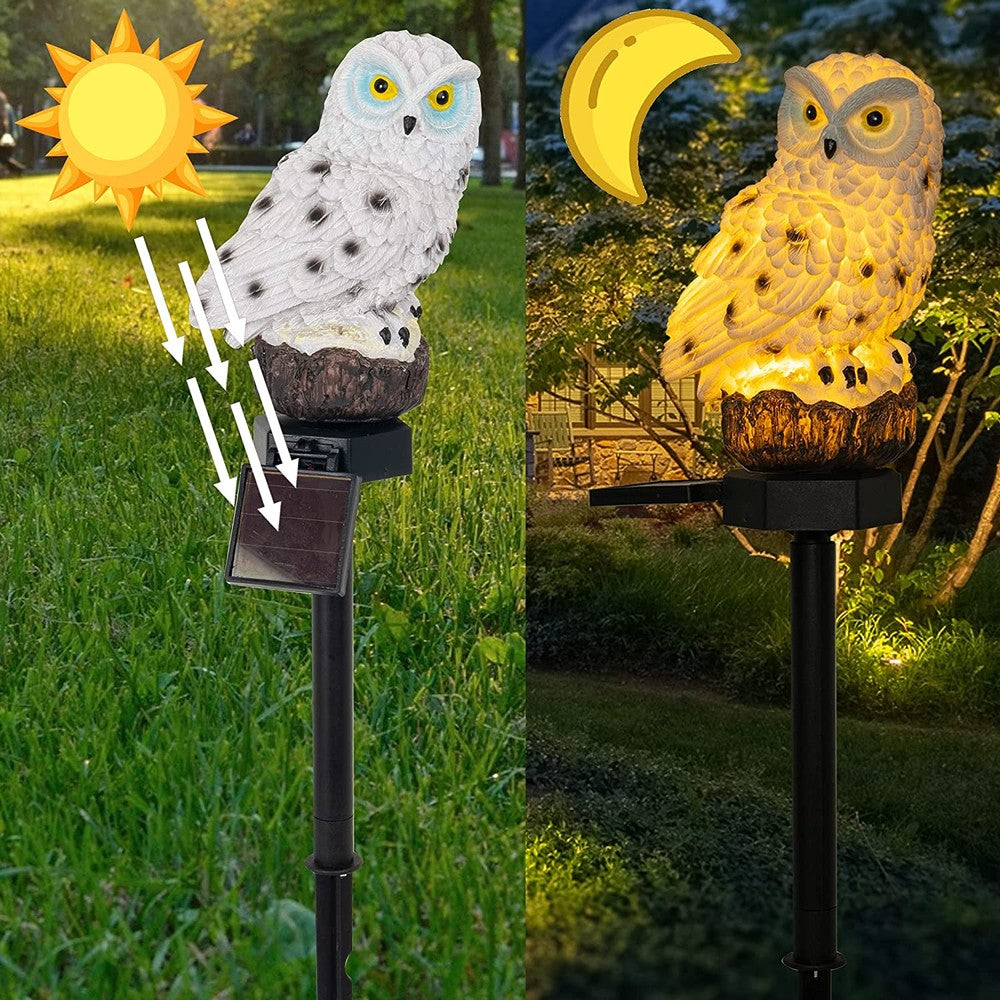 Zonne-uil tuinlamp met decoratieve paal