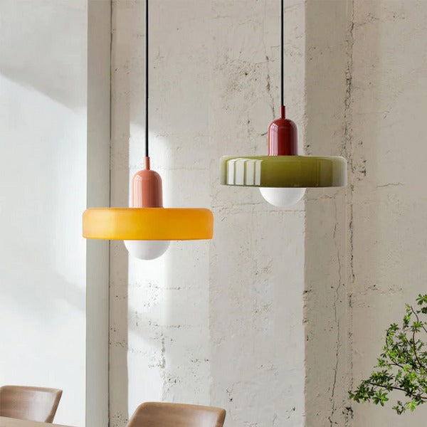 Bauhaus Kleurvolle Glazen Hanglamp