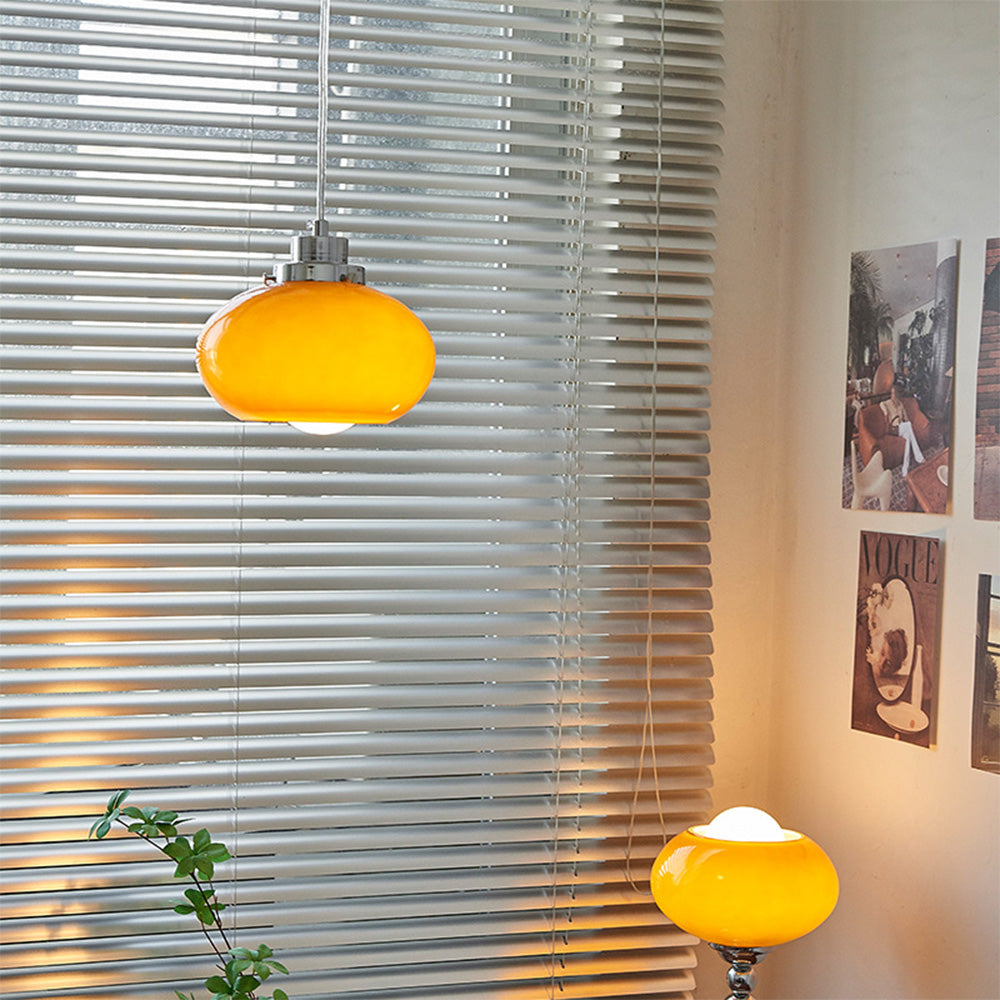 Bauhaus Middeleeuwse Gele Glazen Hanglamp