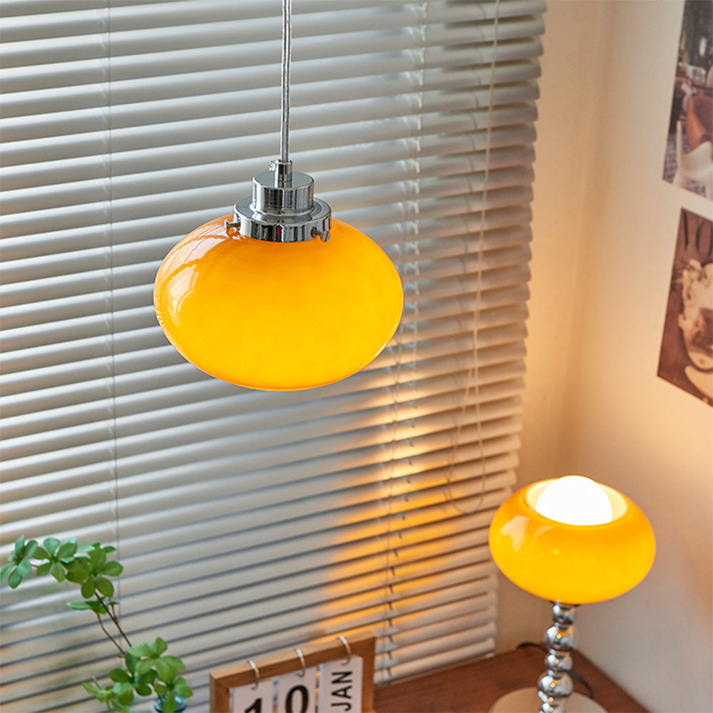 Bauhaus Middeleeuwse Gele Glazen Hanglamp