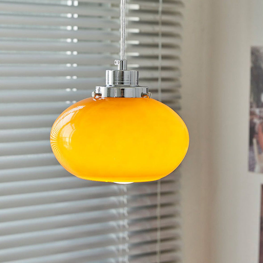 Bauhaus Middeleeuwse Gele Glazen Hanglamp