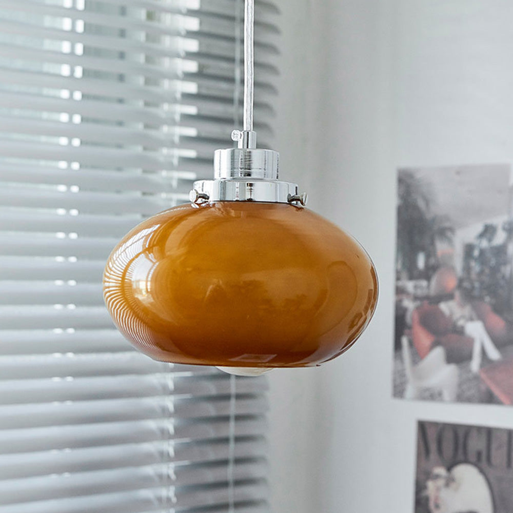 Bauhaus Middeleeuwse Gele Glazen Hanglamp