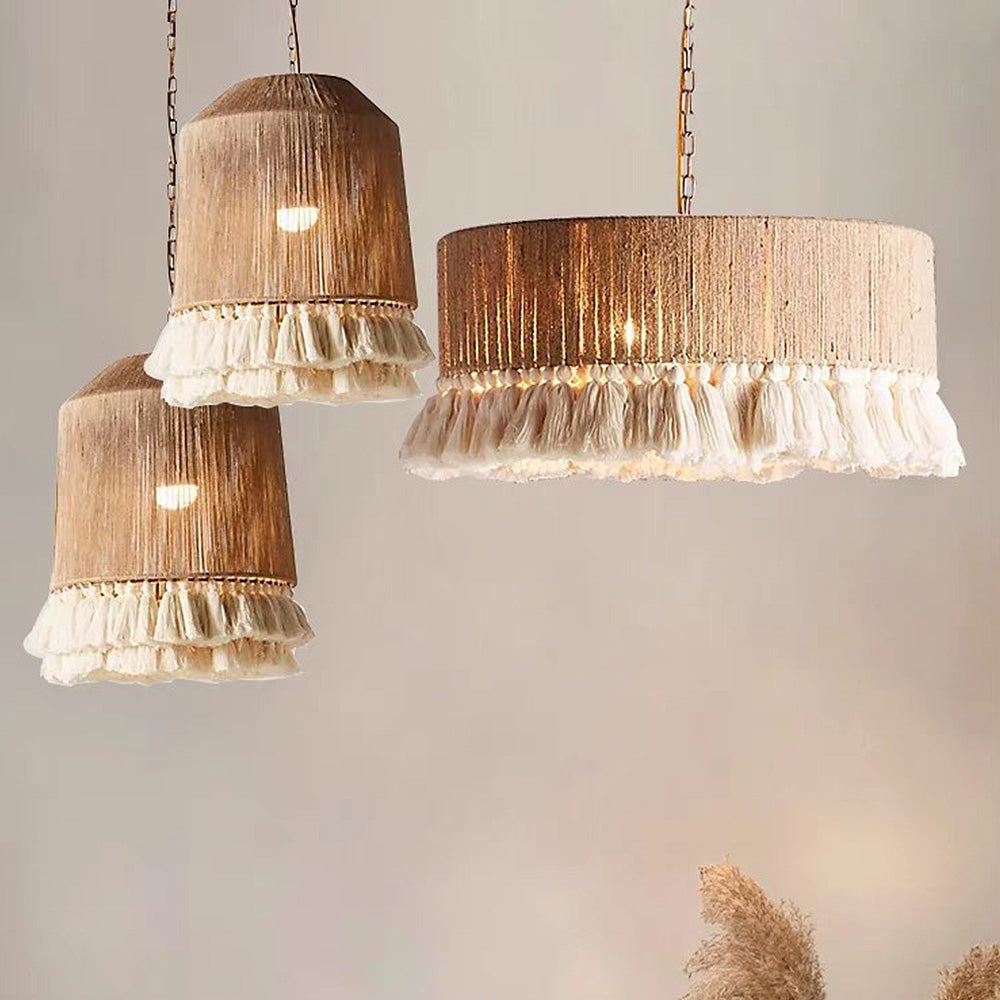 Boho Handgemaakte Touwronde Hanglamp