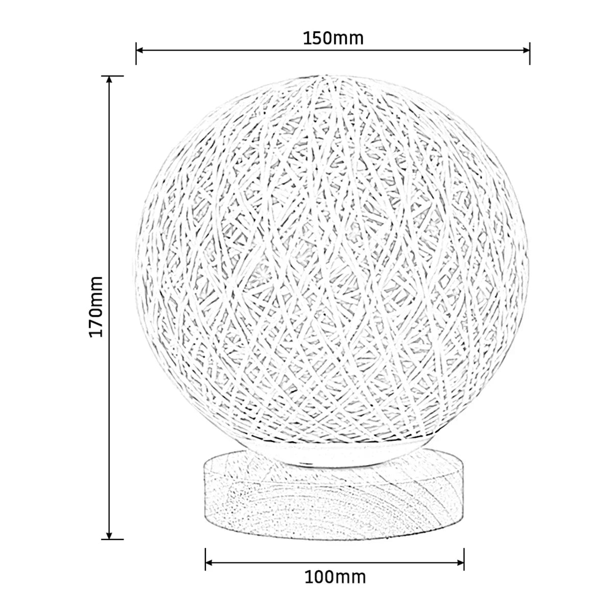 LuminousSphere - Rotan Bol Tafellamp