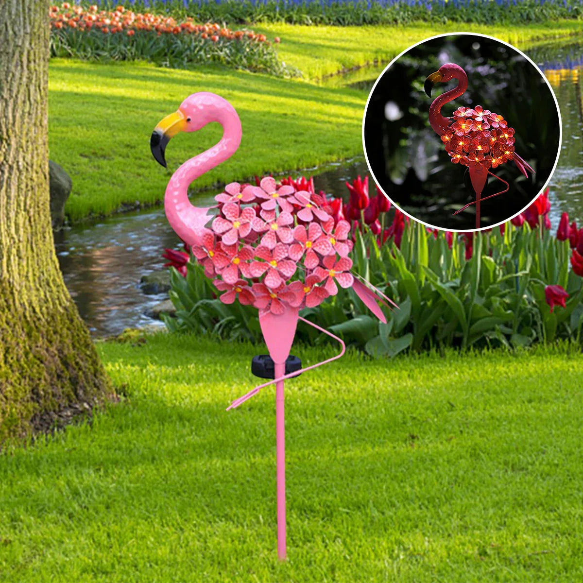 TropiGlow – Solar Flamingo Tuinlamp – LED Decoratief Licht voor Buiten, Weerbestendig & Zonne-energie