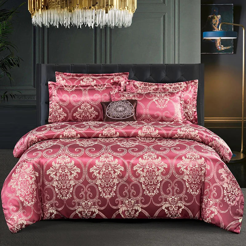 Wostar Satijn Rayon Jacquard Dekbedovertrek 220x240 Zomer Luxe Tweepersoonsbed Dekbed Beddengoed Set