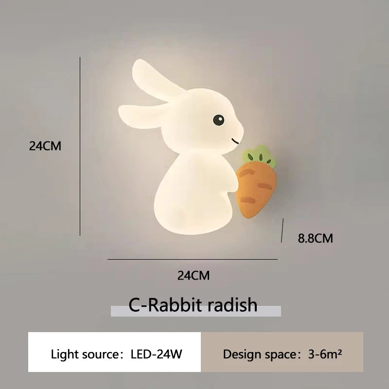 RabbitLicht - Schattige LED Konijnen Wandlamp voor Kinderkamers