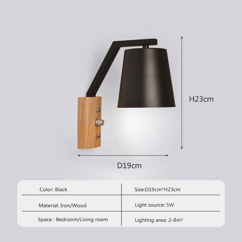 HoutLicht - LED Wandlamp met Schakelaar Bedlampje Woonkamer Decoratie