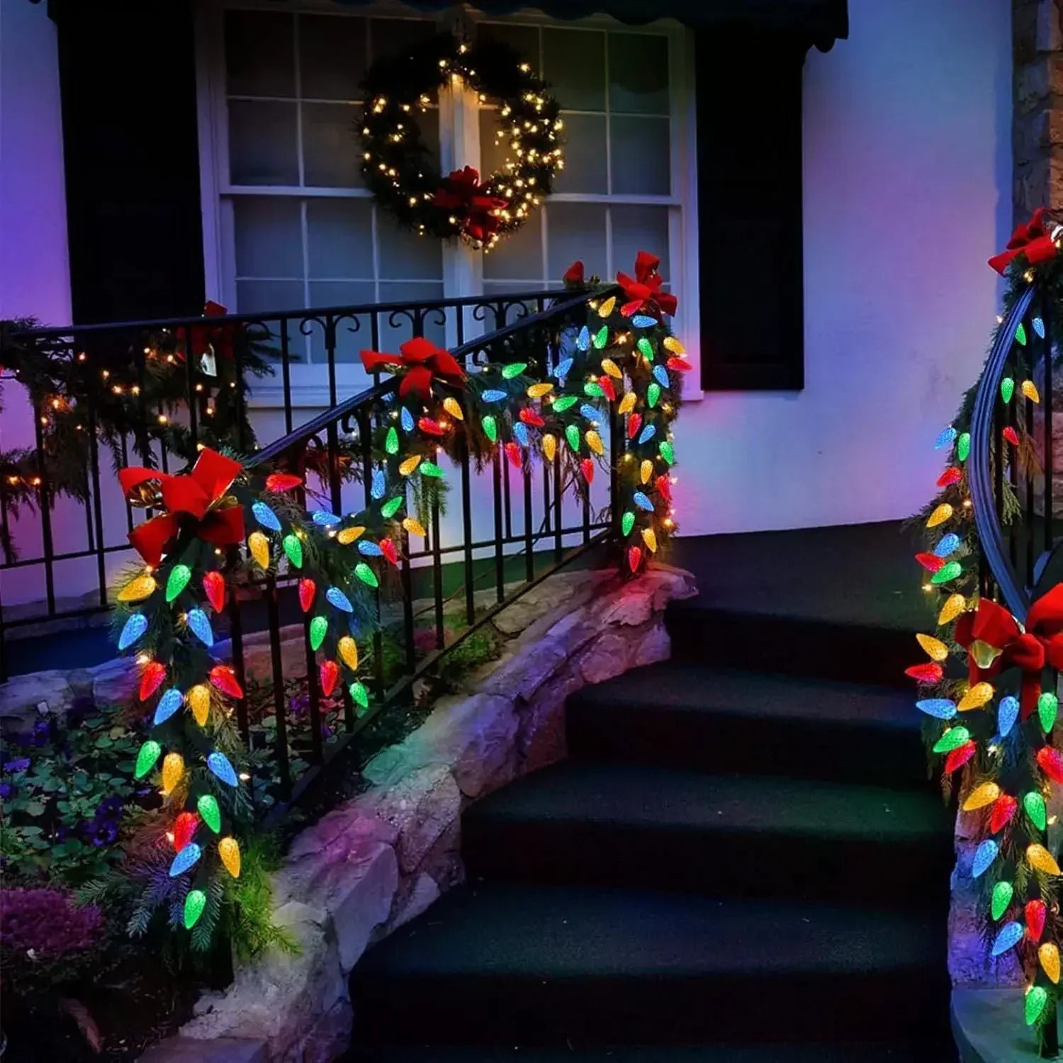 SolarGlow - Kleurrijke Solar LED Stringverlichting C6 voor Buiten – Energiezuinige Kerstverlichting