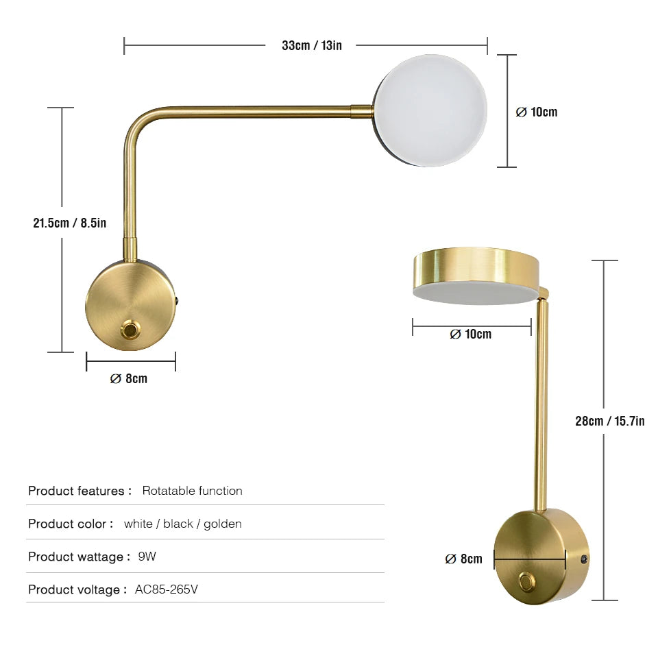 NordicGlow - Rotatable LED Wandlamp voor Woonkamer en Slaapkamer