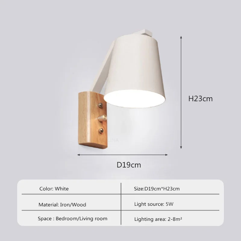 HoutLicht - LED Wandlamp met Schakelaar Bedlampje Woonkamer Decoratie