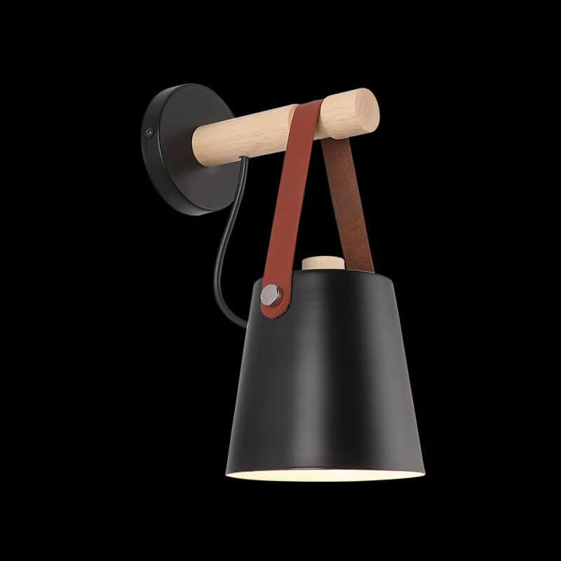 WoodGlow - Wandlamp met ijzeren lampenkap en houten arm