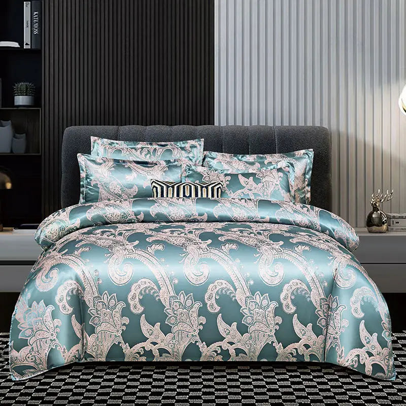 Wostar Satijn Rayon Jacquard Dekbedovertrek 220x240 Zomer Luxe Tweepersoonsbed Dekbed Beddengoed Set