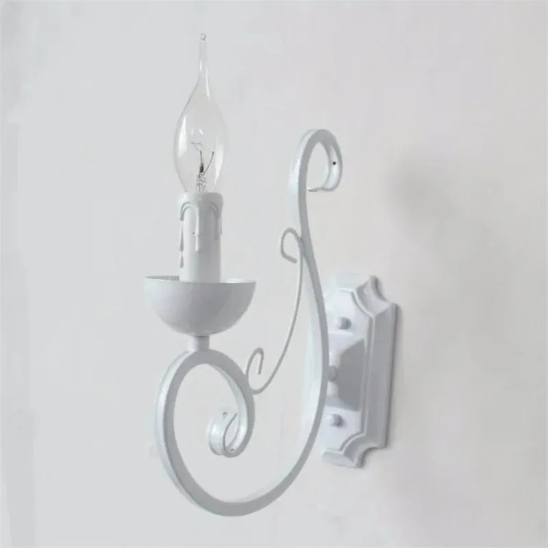 VintageGlow - Witte Metalen Muurlamp Met Kaarslicht E14