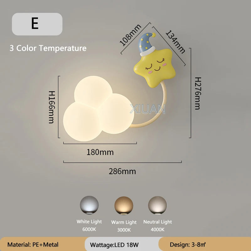 CartoonAirplane - Kinderkamer Wandlamp met Sterren, Regenboog en Vliegtuig Design