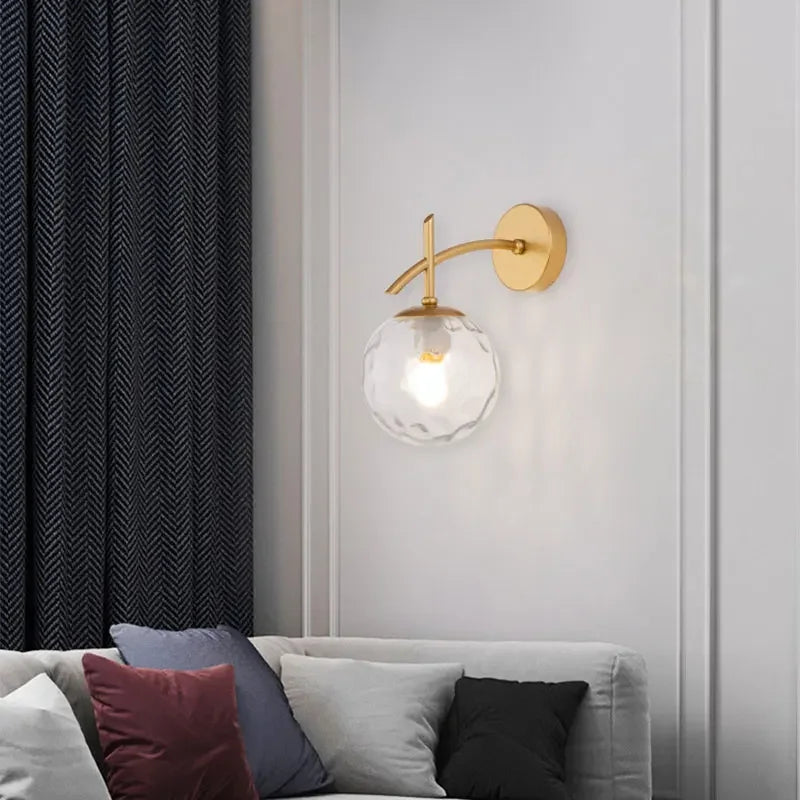 LumiWandlamp - Glazen Slaapkamerverlichting Zwart Goud Sconce