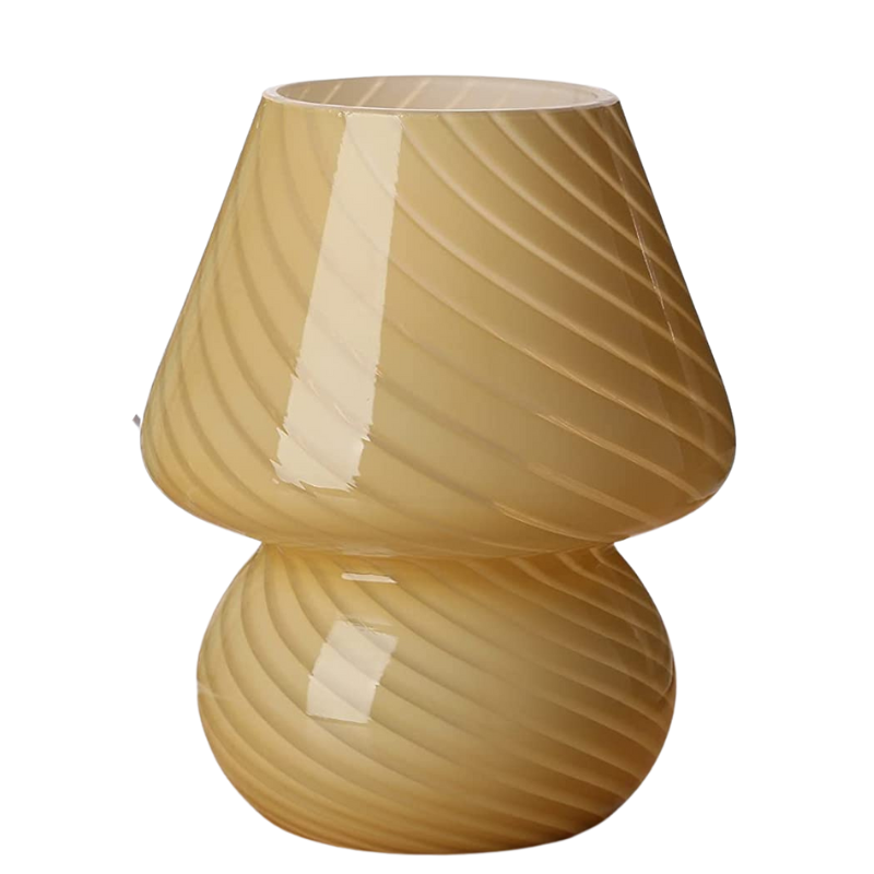 Mushroom Lamp - Vintage Glazen Nachtlampje met Strepen