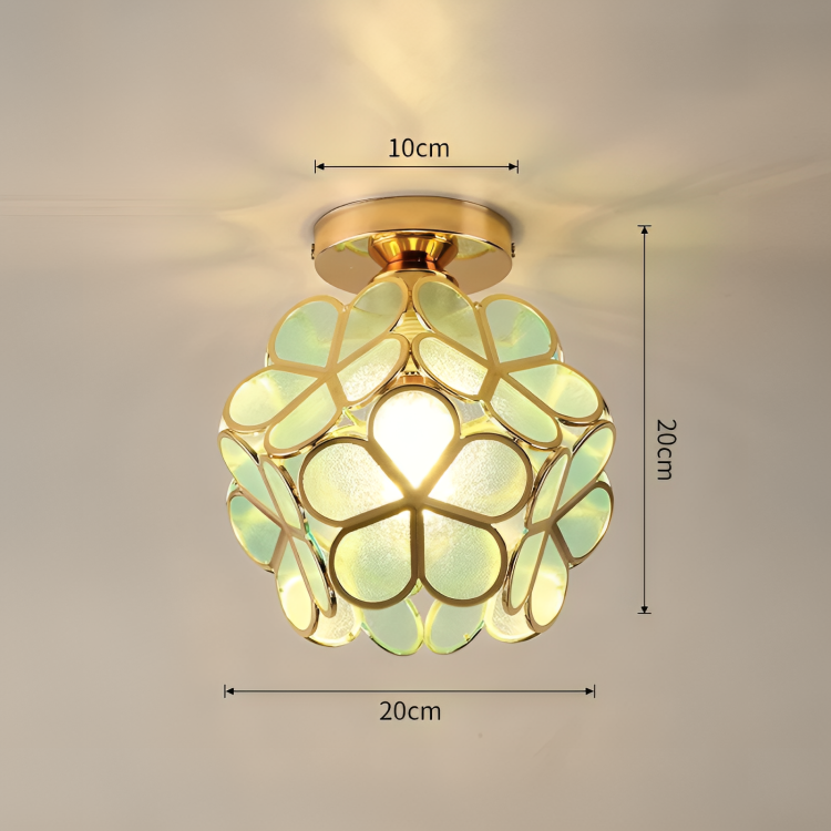 Retro Stijl Gekleurd Glas Plafondlamp met Bloemenpatroon