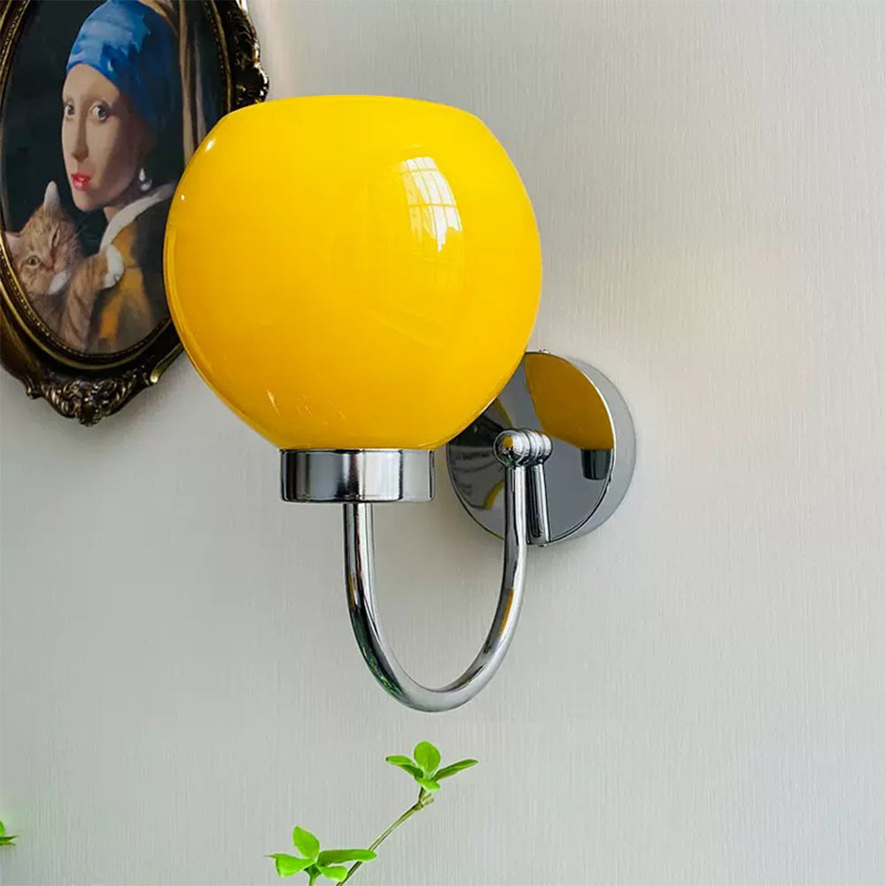 Bauhaus Crème Franse Glazen Wandlamp