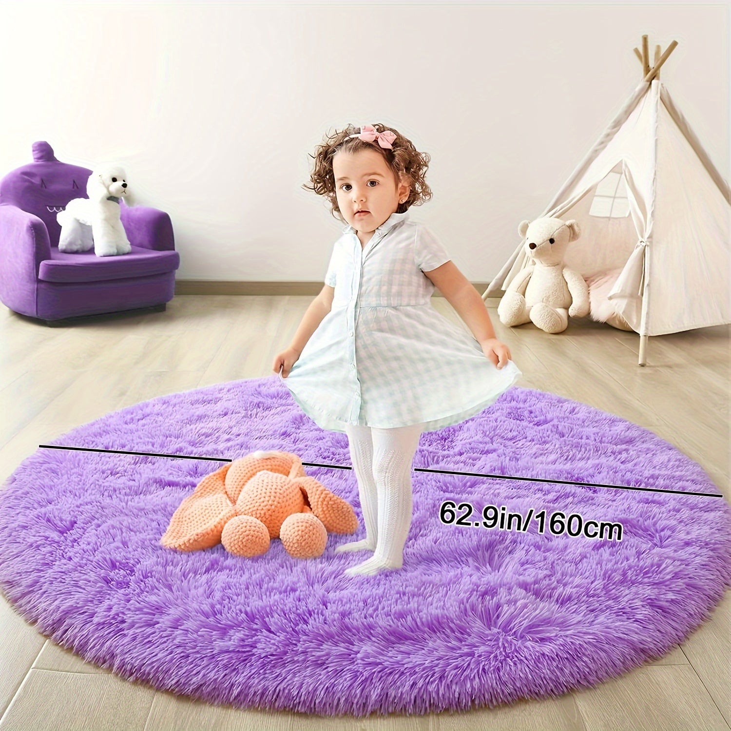 Ultra Soft Plush Rond Vloerkleed – Fluffy, Antislip, Waterdicht