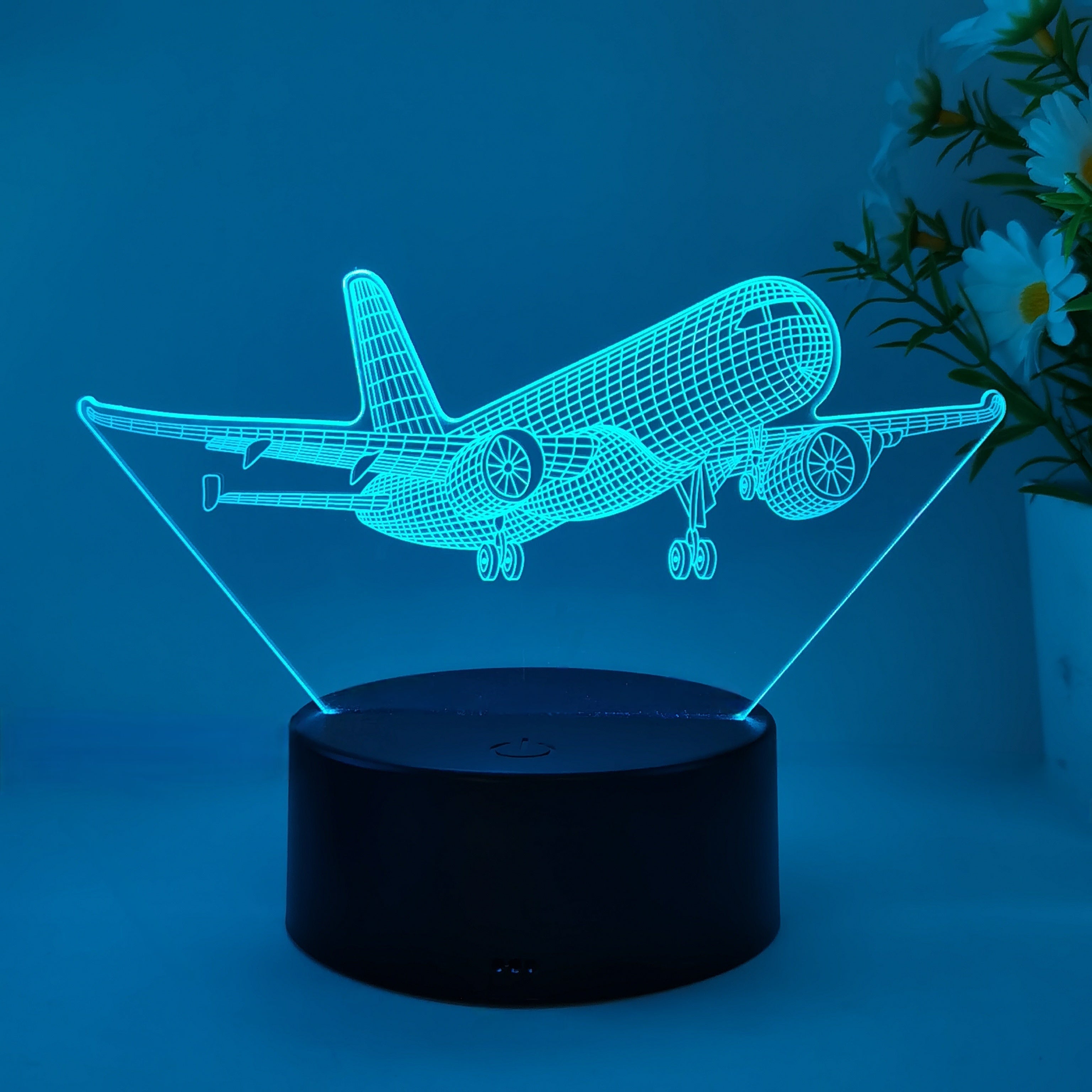 SkyGlow - 3D Vliegtuig Acryl Nachtlampje met USB, LED Tafellamp