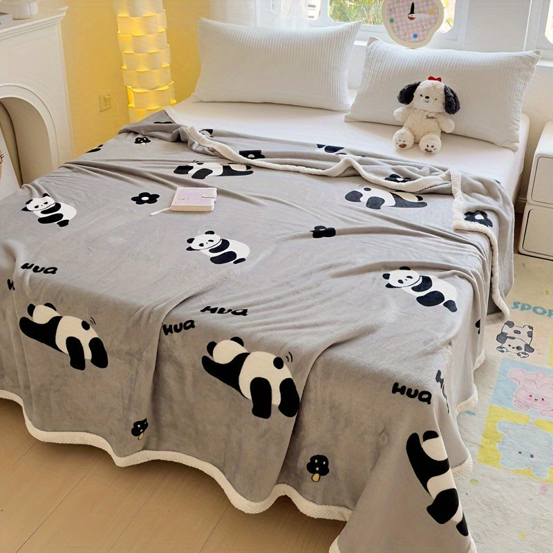 Panda Print Flanellen Fleece Deken - Zacht, Versterkt en All-Season - Traditionele Stijl, Machinewasbaar