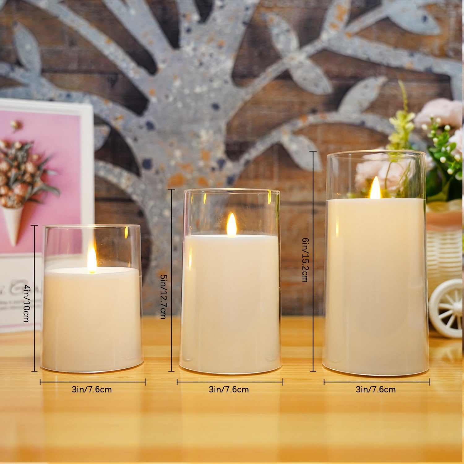 Flameless Candle Set Met Afstandsbediening - LED Kaarsen Voor Kerst & Halloween Decor (Set van 3 - Wit)