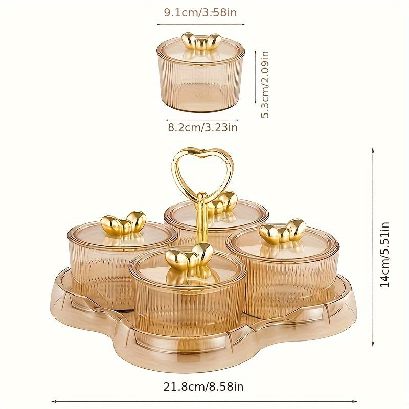 AcrylicServe-Komset - 4-delige Acryl Noten- & Snoepkomset met Deksel