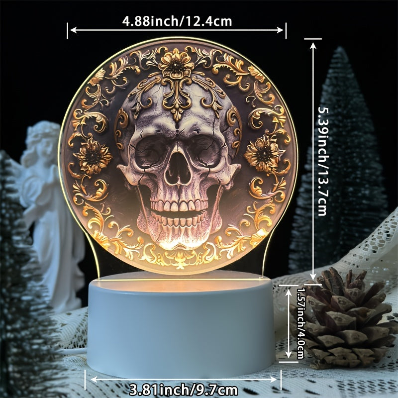 LumiSkull - USB Schedel Nachtlamp, Kleurrijke Acryl Tafellamp voor Slaapkamer & Halloween Decoratie