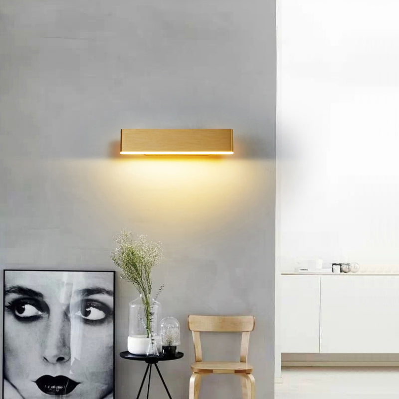 Aqsa Minimalistische LED Wandlamp - Zwart/Goud/Bruin, Slaapkamer, Metaal